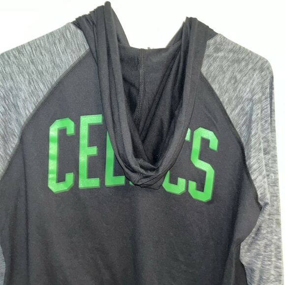 Boston Celtics Thin Zipper Hoodie Hooded Spellout Sweatshirt Gray Black Jacket M - Picture 5 of 5